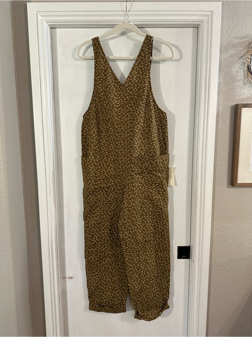 bohme Olive Brown Floral Romper Jumpsuit